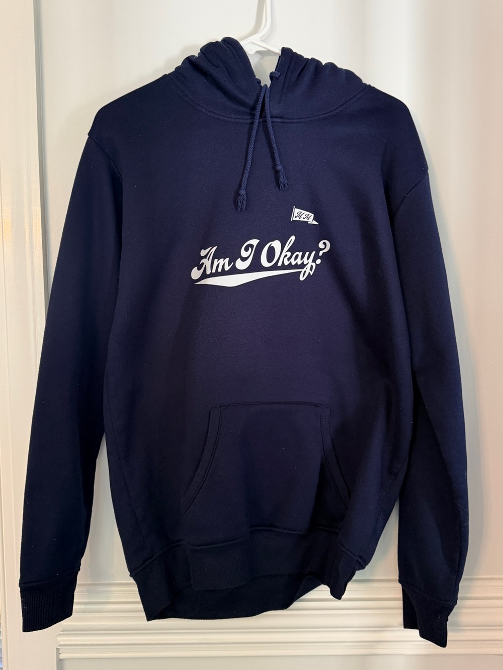 Am I Okay? Megan Moroney Graphic Navy Hoodie Sweatshirt - women’s small